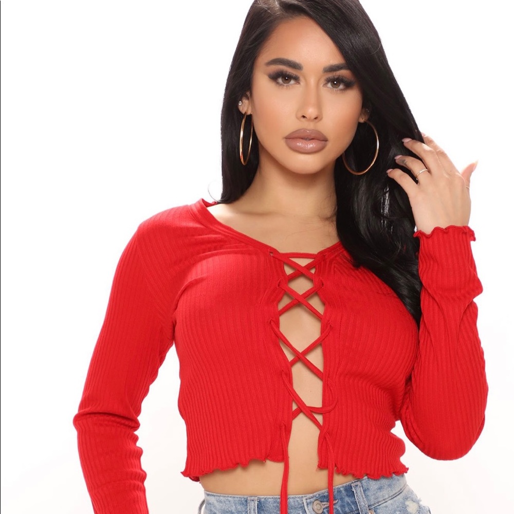 Laced up crop top. New still in plastic wrapper.